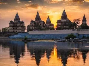 Khajuraho temples sunset view showcasing ancient temple architecture and sculptures